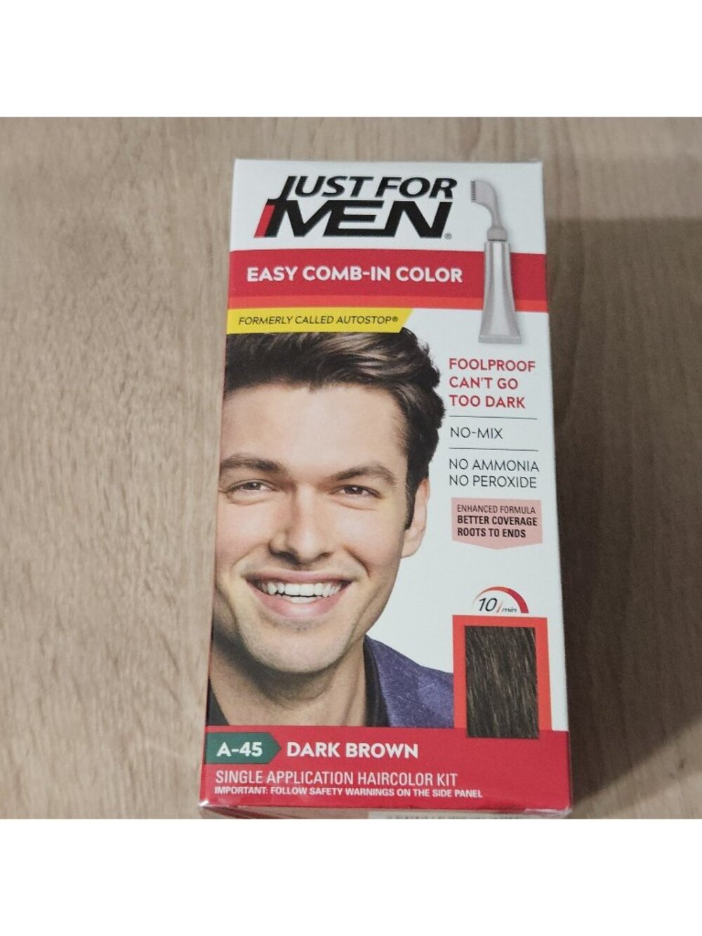 Just For MEN Easy Comb-In Permanent Hair Color - A-45 Dark Brown, Lot of 3